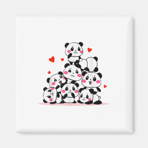 Aimant Kawaii Cute Baby Panda Pile Avec Coeurs Rouges Val