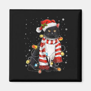Aimant Kawaii Cute Chat Noir Père Noël Tangé Dans La Lig