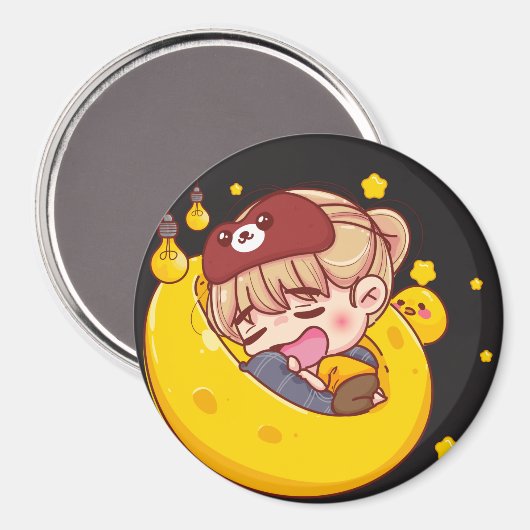 Aimant Kawaii Dormir fille (Recto/Verso)