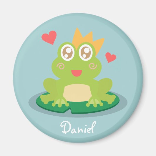Aimant Kawaii frog with sparkling eyes on a lily pad (Devant)