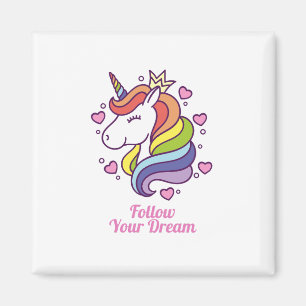 Aimant Kawaii Licorne Arc-en-ciel Colorée Rêves