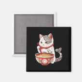 Aimant Kawaii Ne Ko Chat Manger Ramen Noodles Nourriture  (Recto/Verso)