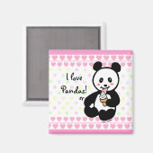 Aimant Kawaii Panda Crème de glace Coeurs de dessin (Recto/Verso)
