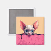 Aimant Kawaii Peeking Cute Sphynx Cat (Recto/Verso)