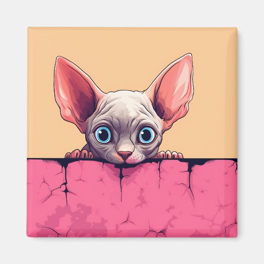 Aimant Kawaii Peeking Cute Sphynx Cat (Devant)