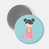 Aimant Kawaii Pink Kokeshi (Recto/Verso)