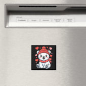 Aimant Kawaii Polar Bear Valentines Day Hearts Scarf Bean (In Situ (Lave-vaisselle))