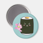 Aimant Kawaii Sushi Roll avec Nadel le chat (Recto/Verso)