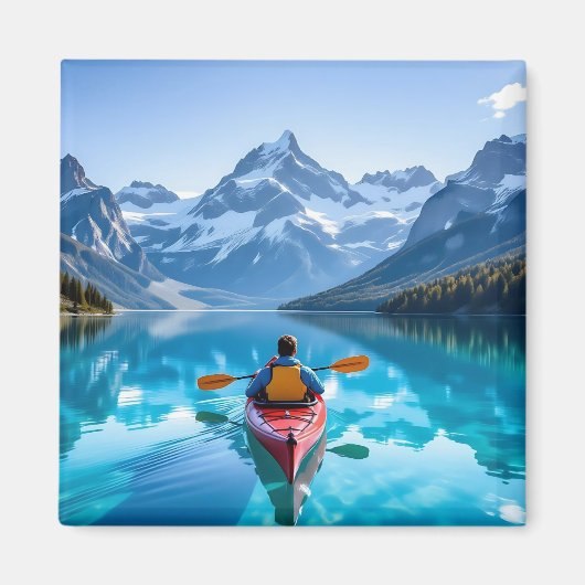 Aimant Kayak dans les montagnes (Devant)