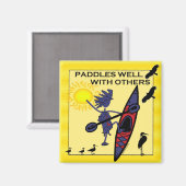 Aimant Kayak Paddles bien sur Jaune (Recto/Verso)