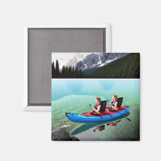 Aimant Kayak sur eau turquoise (Recto/Verso)