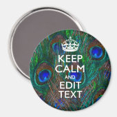 Aimant Keep Calm and Have Your Text on Peacock Feathers (Recto/Verso)