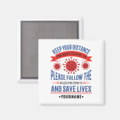 Aimant Keep your Distance Follow the Rules (Recto/Verso)