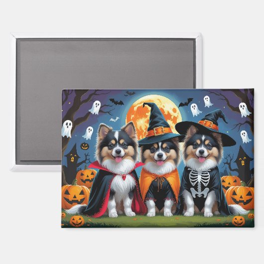 Aimant Keeshond Chiens Citrouille Halloween Funny (Recto/Verso)