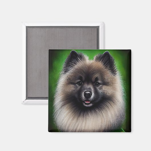 Aimant Keeshond Dog en tenue de jour St. Patrick (Recto/Verso)