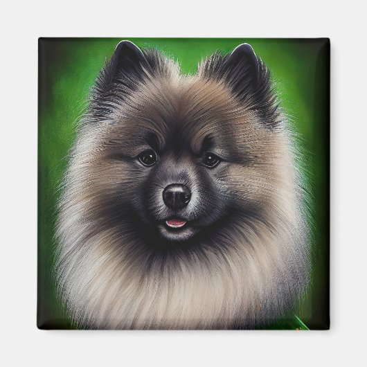Aimant Keeshond Dog en tenue de jour St. Patrick (Devant)