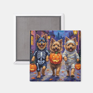 Aimant Keeshond faisant Trick-or-Treating dans des costum