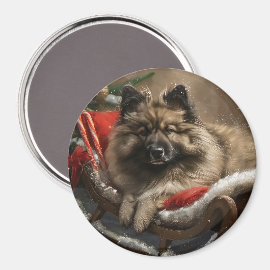 Aimant keeshond Festive de Noël de chien (Recto/Verso)