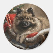 Aimant keeshond Festive de Noël de chien (Devant)