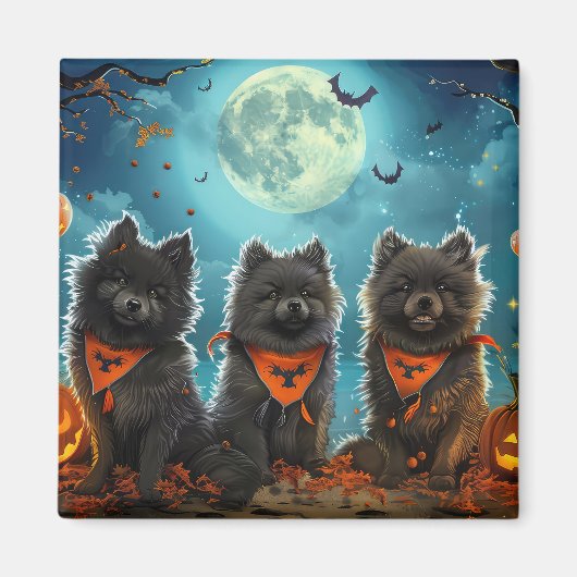 Aimant Keeshond Halloween Épouvantable (Devant)