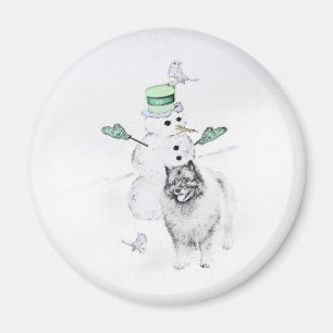 Aimant Keeshond Noël Snowman Peinture Chien Art