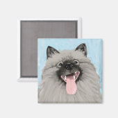 Aimant Keeshond souriant (Recto/Verso)