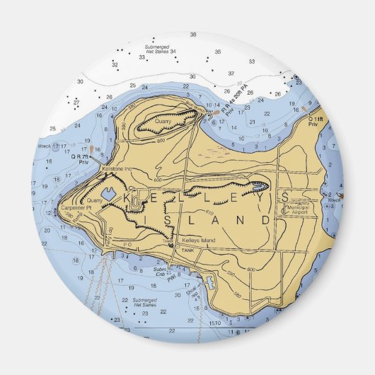 Aimant Kelly Island, OH Carte Nautique (Devant)