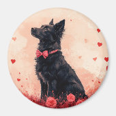 Aimant Kelpie australien avec des roses - Saint-Valentin (Devant)