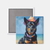 Aimant Kelpie australienne sur la plage, cadeau d'été amo (Recto/Verso)