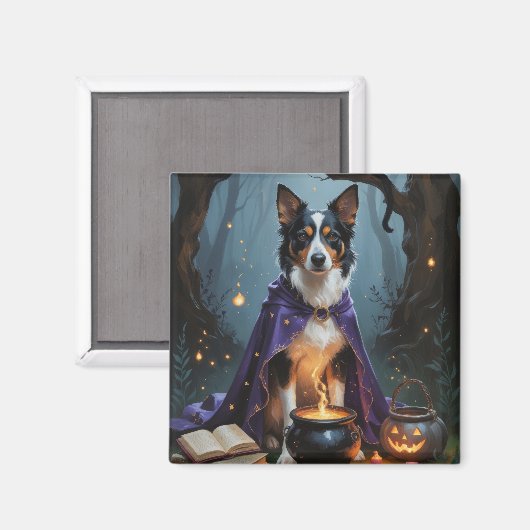 Aimant Kelpie Chien australien Peinture d'Halloween lunai (Recto/Verso)