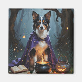 Aimant Kelpie Chien australien Peinture d'Halloween lunai (Devant)