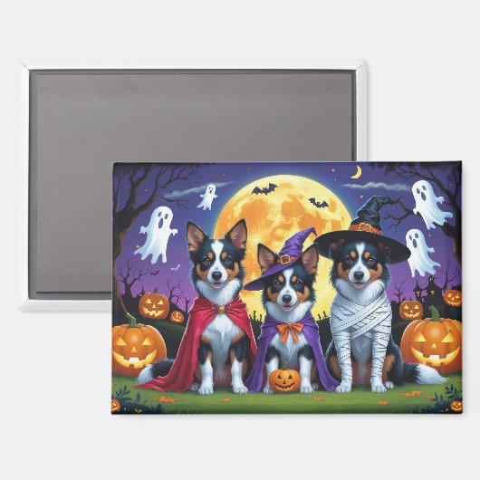 Aimant Kelpies australiennes Chiens Citrouille Halloween (Recto/Verso)
