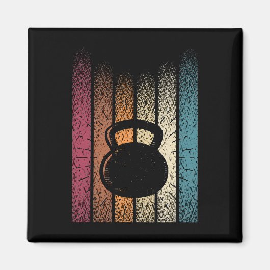 Aimant Kettlebell Retro Workout Powerlifter Bodybuilder (Devant)