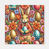 Aimant KEVIN ~ Lapin de Pâques et Oeufs ~ (Devant)
