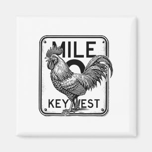 Aimant Key West Floride Poulet Rétro Mile 0 Coq Mile