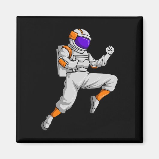 Aimant Kickboxing Astronaute Kickboxeur Espace Karaté B (Devant)