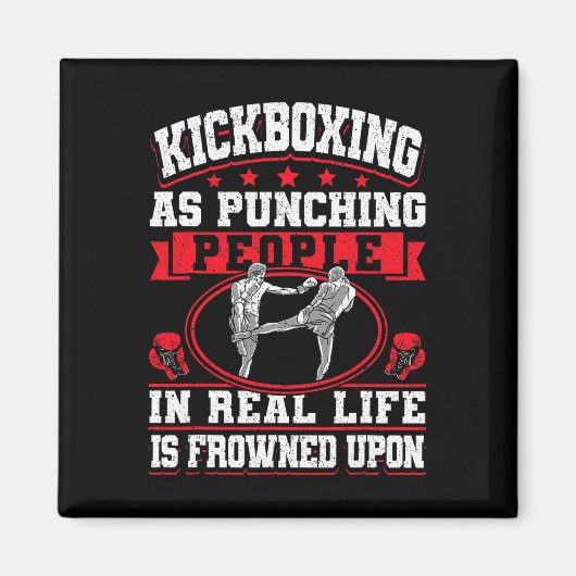 Aimant Kickboxing Vintage Kickboxing comme frapper les ge (Devant)