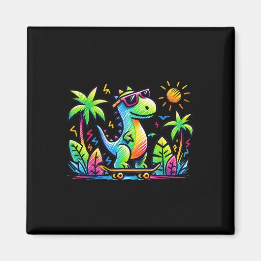 Aimant Kidcore Esthétique Dinosaure Skateboard Doodle Al (Devant)