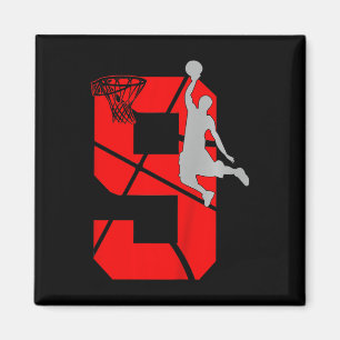 Aimant Kids 9 Year Old 9th Basketball Birthday PartyTheme