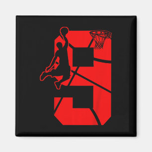 Aimant Kids 9 Year Old 9th Basketball Birthday PartyTheme