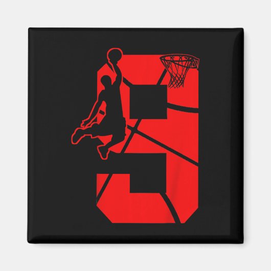 Aimant Kids 9 Year Old 9th Basketball Birthday PartyTheme (Devant)