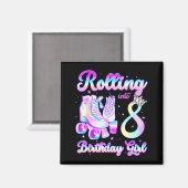 Aimant Kids Rolling Into 8 Roller Skating 8th Birthday Gi (Recto/Verso)