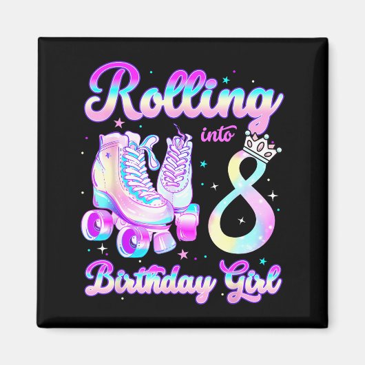 Aimant Kids Rolling Into 8 Roller Skating 8th Birthday Gi (Devant)