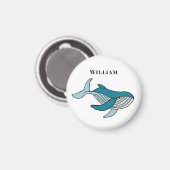 Aimant Kids Whale Classic Nom personnalisé (Recto/Verso)
