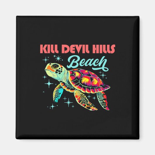 Aimant Kill Devil Hills Beach Nc Artistic Sea Turtle Retr (Devant)