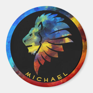 Aimant King of the jungle watercolor name monogram