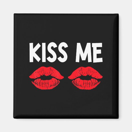 Aimant Kiss Me Funny Couples Tee Valentine's Day Couple M (Devant)