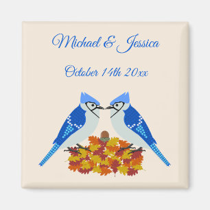 Aimant Kissing Blue Jays Mariage de automne personnalisé