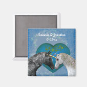 Aimant Kissing Unicorns Cute Personalized Wedding (Recto/Verso)