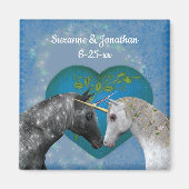Aimant Kissing Unicorns Cute Personalized Wedding  (Devant)